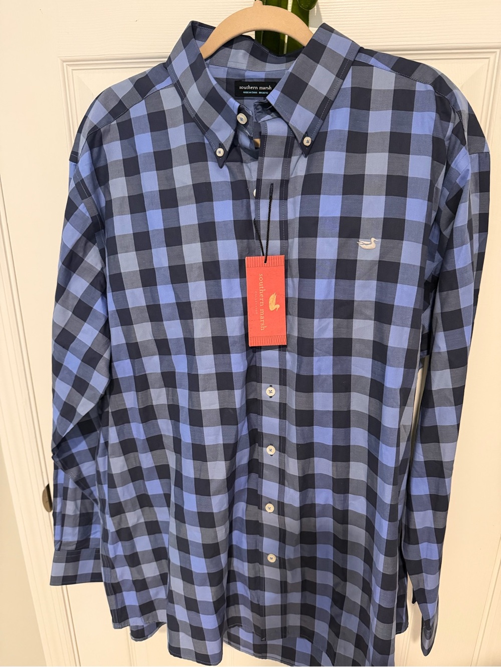 Southern Marsh Blue and Black Plaid Button-Down Shirt